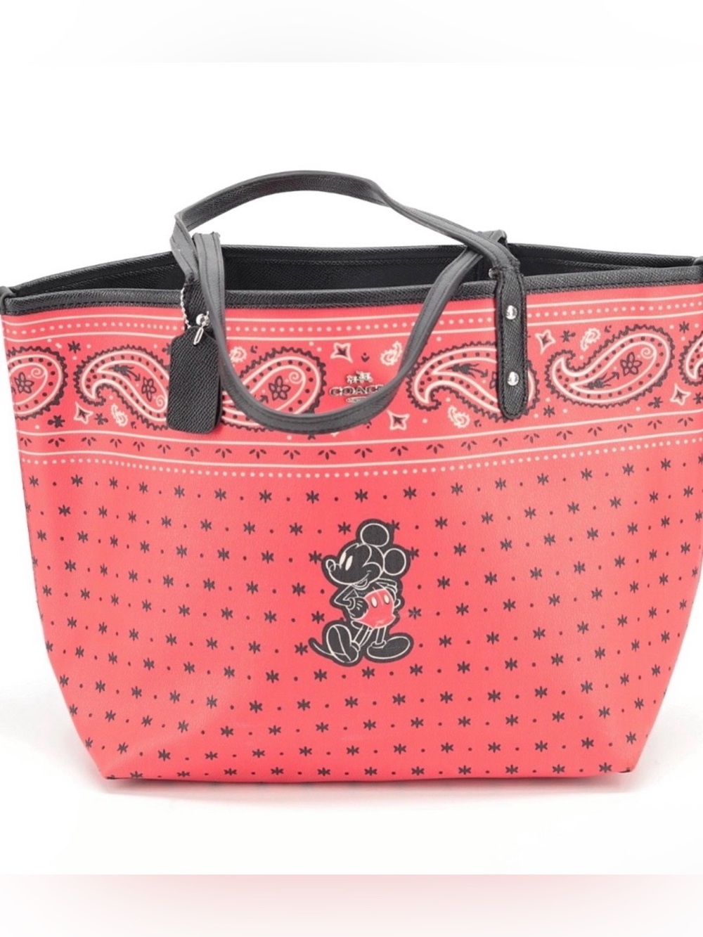 Coach x Disney Mickey Mouse bandana paisley print reversible tote bag with hangt